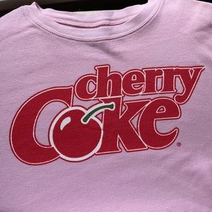 Cherry Coke graphic crew neck long sleeve cropped top size L